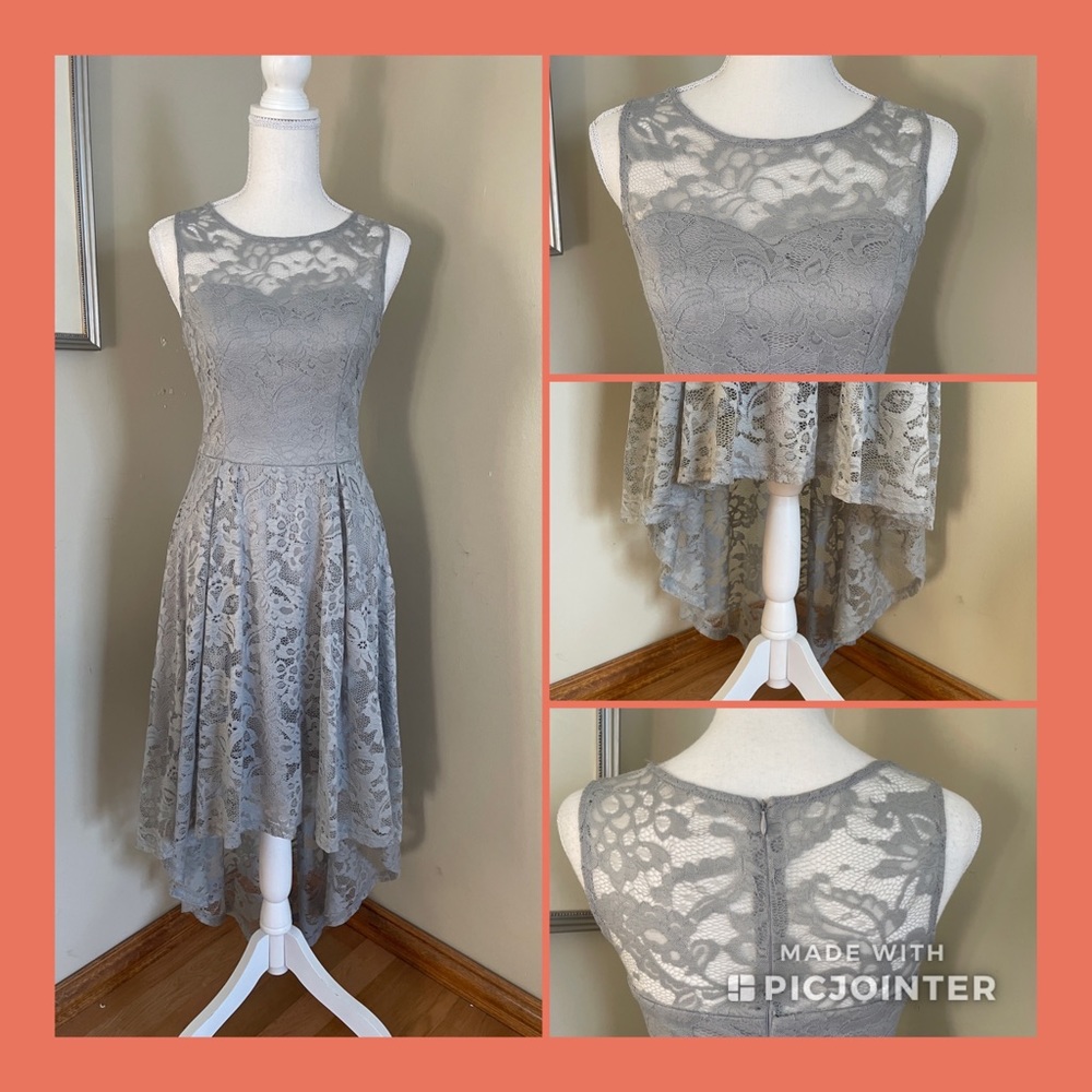MUADRESS Vintage Floral Lace Sleeveless Hi-Lo Cocktail Formal Swing Dress